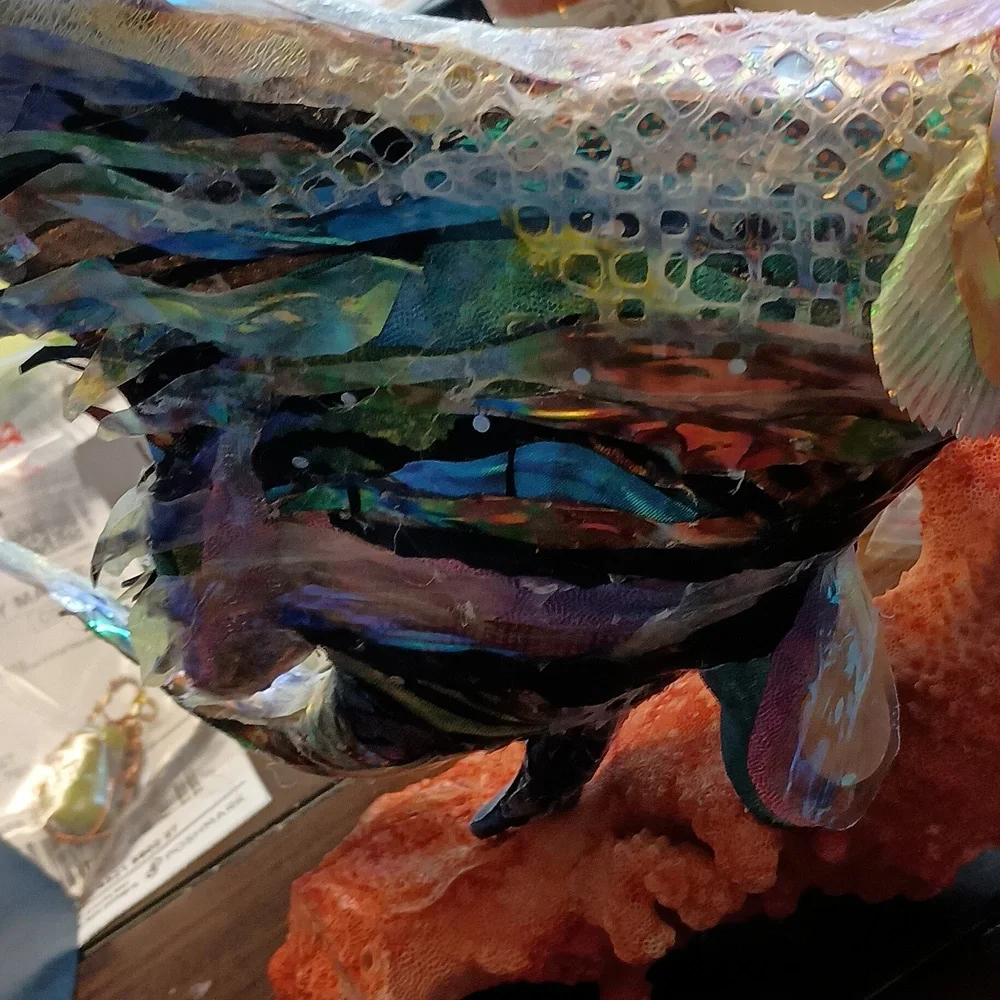 Colorful Fish Sculpture and coral